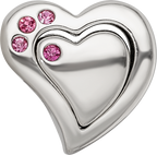 Sterling Silver Reflections Pink Crystal 2pc Heart Bead