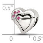 Sterling Silver Reflections Pink Crystal 2pc Heart Bead