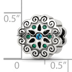 Sterling Silver Reflections Blue/Green Crystals Flower Bead