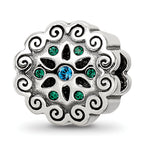 Sterling Silver Reflections Blue/Green Crystals Flower Bead