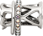 Sterling Silver Reflections with Crystals Heart Spinner Bea