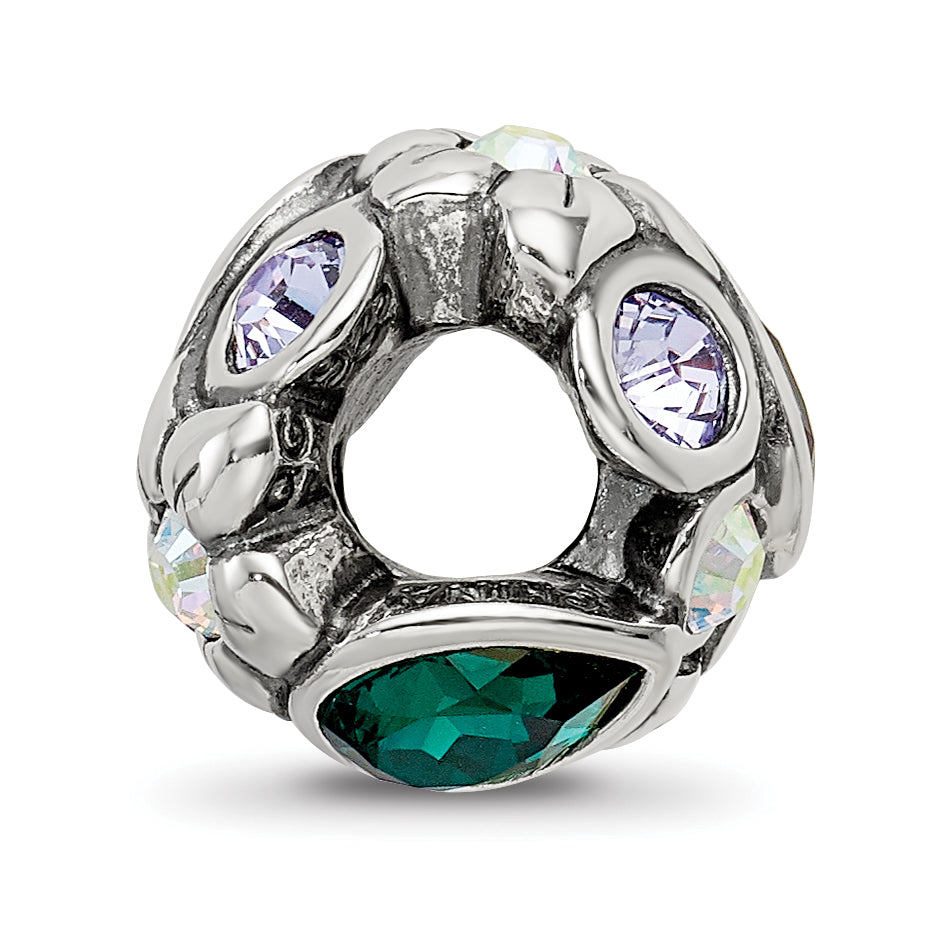 Sterling Silver Reflections Purple/Green Crystal Flower Bead Secondary image