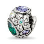Sterling Silver Reflections Purple/Green Crystal Flower Bead