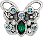 Sterling Silver Reflections Blue/Green Crystal Butterfly Bead