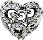 Sterling Silver Reflections Crystal Filigree Heart Bead