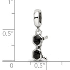 Sterling Silver Reflections Black Enamel Sunglasses Dangle Bead