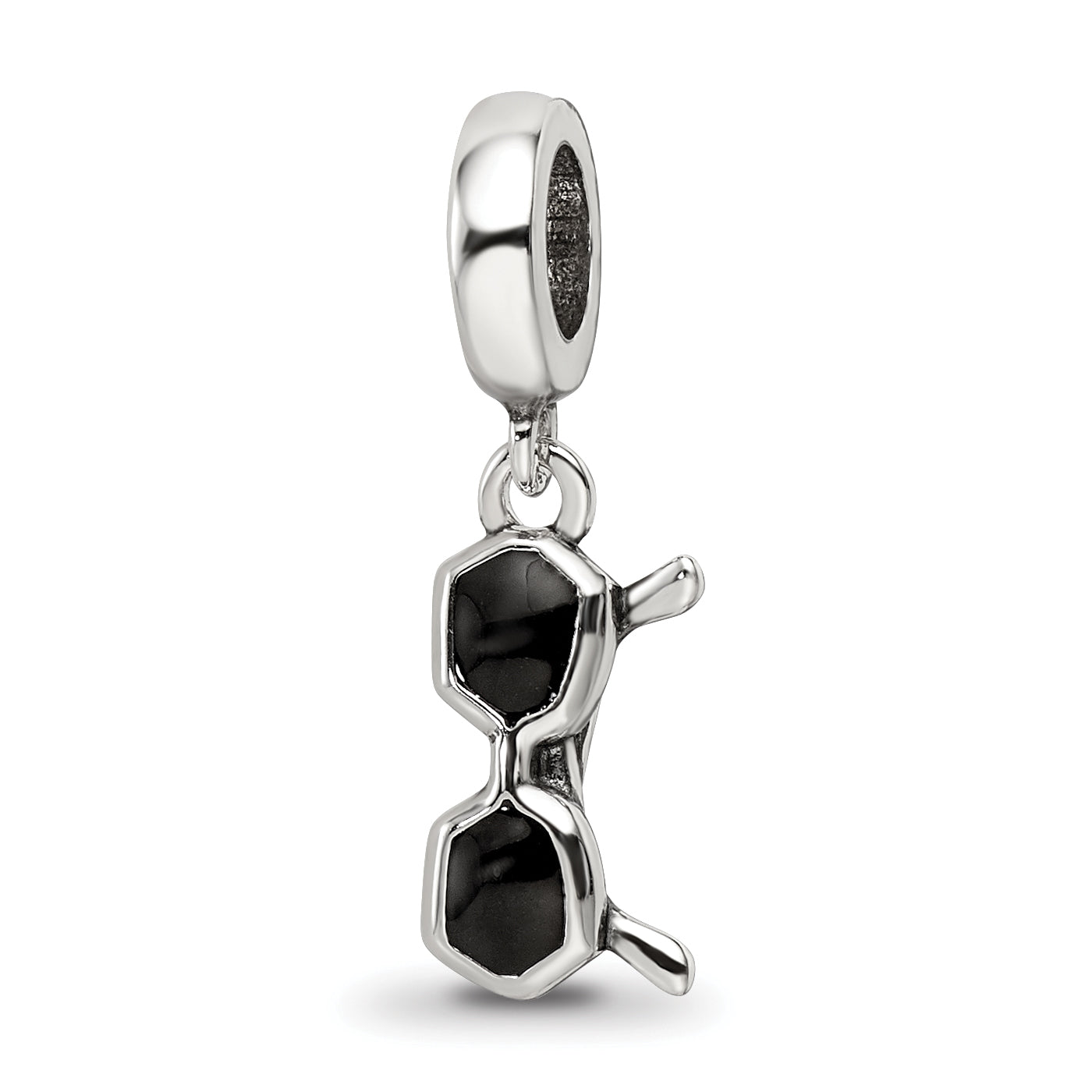 Sterling Silver Reflections Black Enamel Sunglasses Dangle Bead Main image