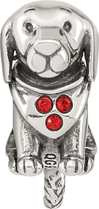Sterling Silver Reflections Crystal Dog Bead
