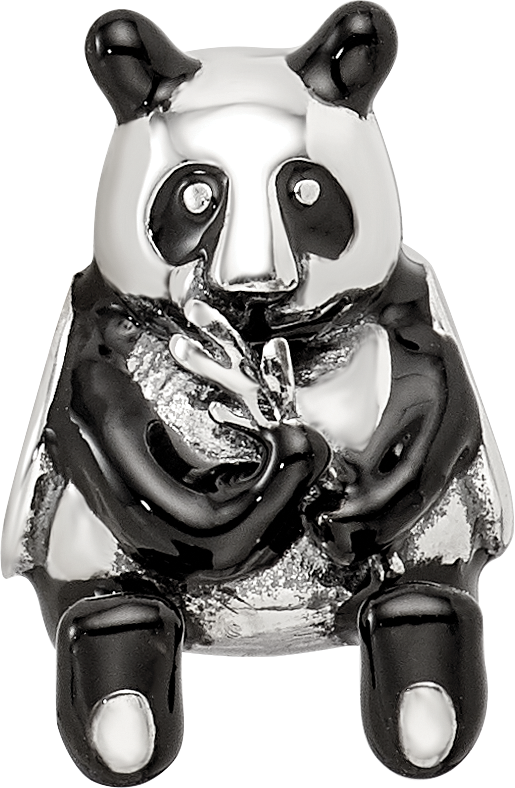 Sterling Silver Reflections Black Enamel Mama Panda Bead