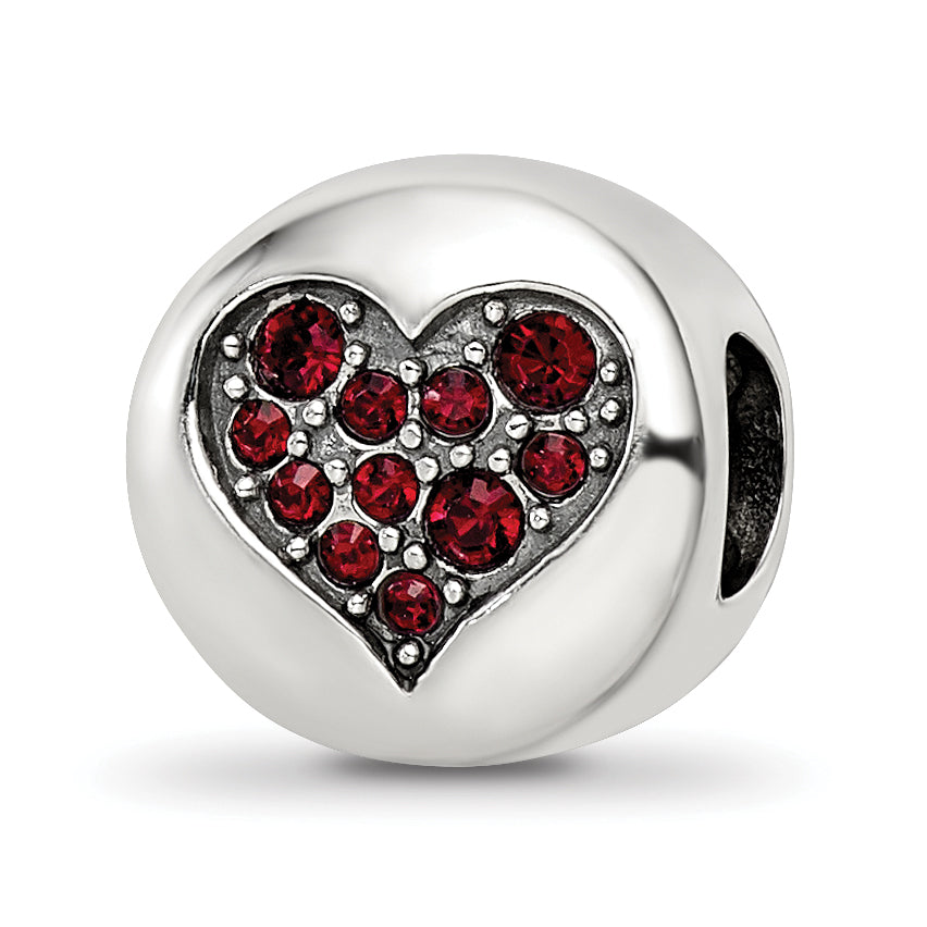 Sterling Silver Reflections Jan Red Crystal Faith Heart Bead Main image
