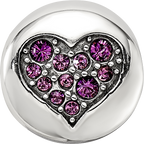 Sterling Silver Reflections Feb Purple Crystal Peace Heart Bead