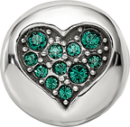 Sterling Silver Reflections May Green Crystal Success Heart Bead