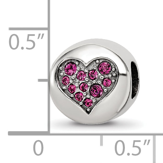 Sterling Silver Reflections July Red Crystal Passion Heart Bead