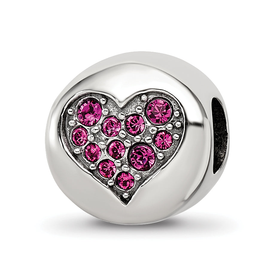 Sterling Silver Reflections July Red Crystal Passion Heart Bead Main image