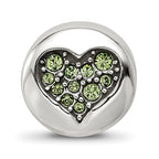 Sterling Silver Reflections Aug Lt Gn Crystal Strength Heart Bead