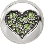 Sterling Silver Reflections Aug Lt Gn Crystal Strength Heart Bead