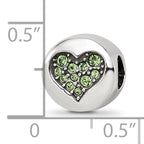 Sterling Silver Reflections Aug Lt Gn Crystal Strength Heart Bead