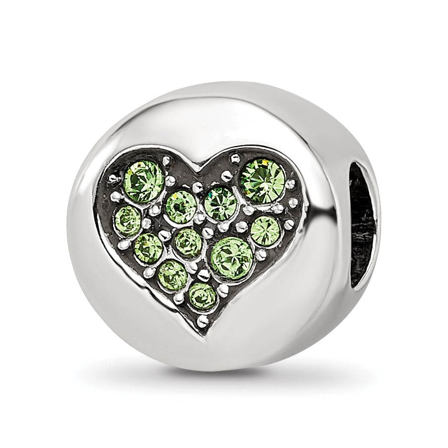 Sterling Silver Reflections Aug Lt Gn Crystal Strength Heart Bead Main image
