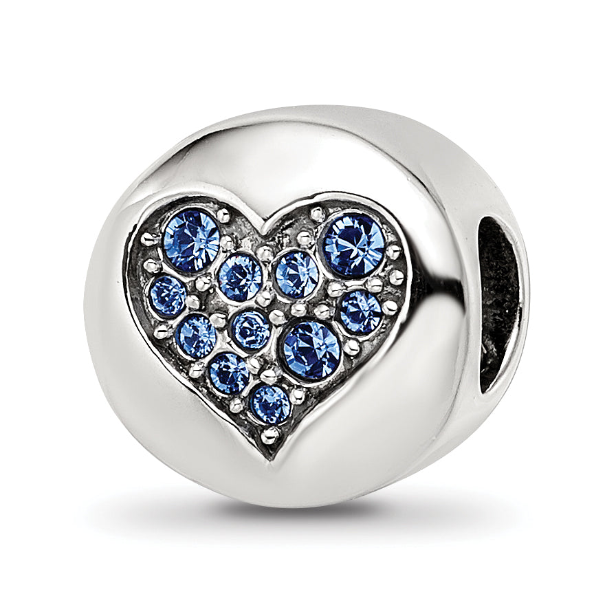 Sterling Silver Reflections Sep Blue Crystal Wisdom Heart Bead Main image