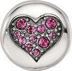 Sterling Silver Reflections Oct Pink Crystal Hope Heart Bead