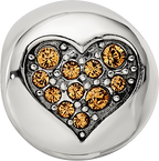 Sterling Silver Reflections Nov Yellow Crystal Balance Heart Bead