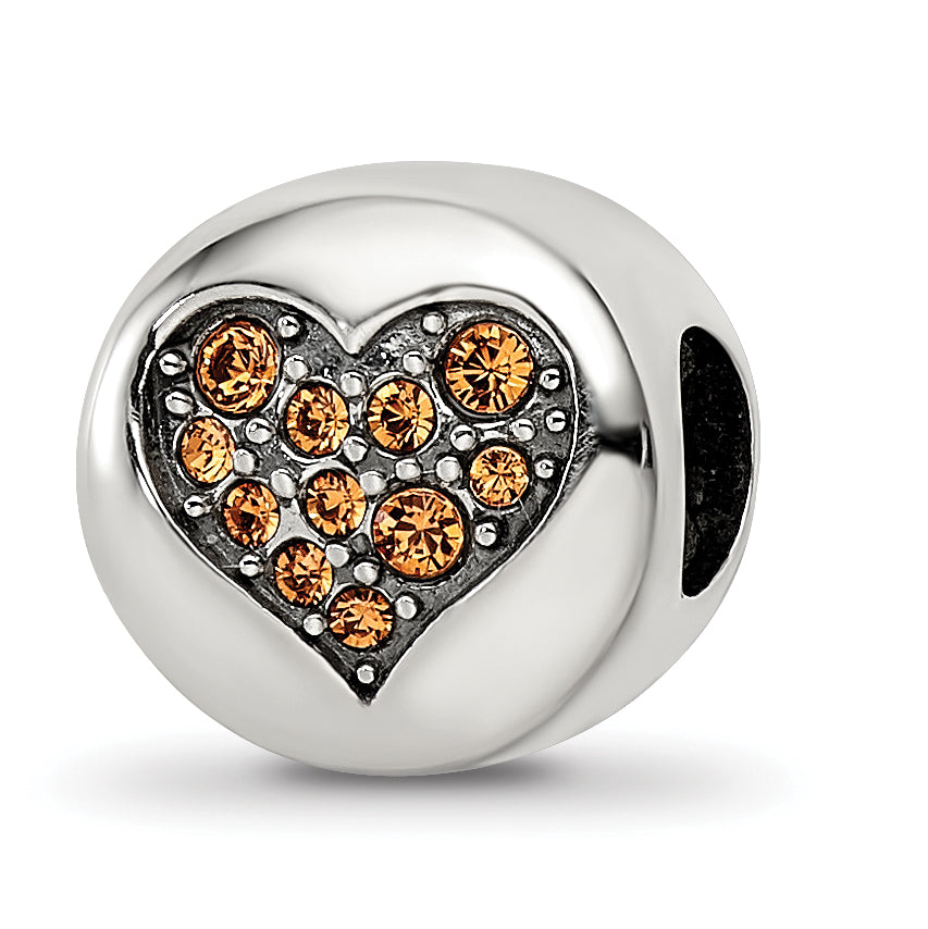 Sterling Silver Reflections Nov Yellow Crystal Balance Heart Bead Main image