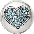 Sterling Silver Reflections Dec Blue Crystal Luck Heart Bead