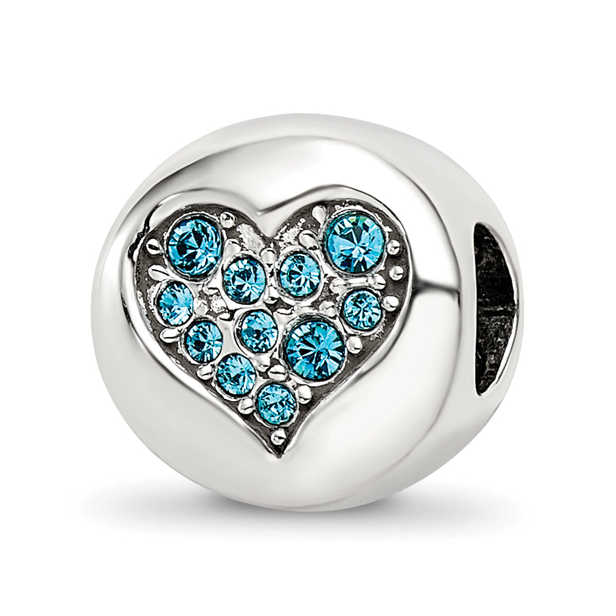 Sterling Silver Reflections Dec Blue Crystal Luck Heart Bead Main image