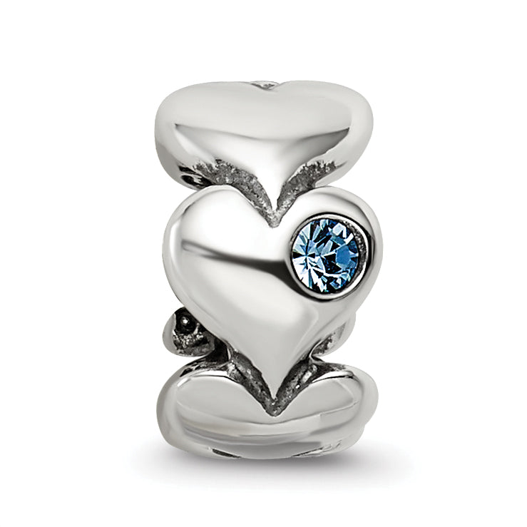 Sterling Silver Reflections Crystal Endless Hearts Bead