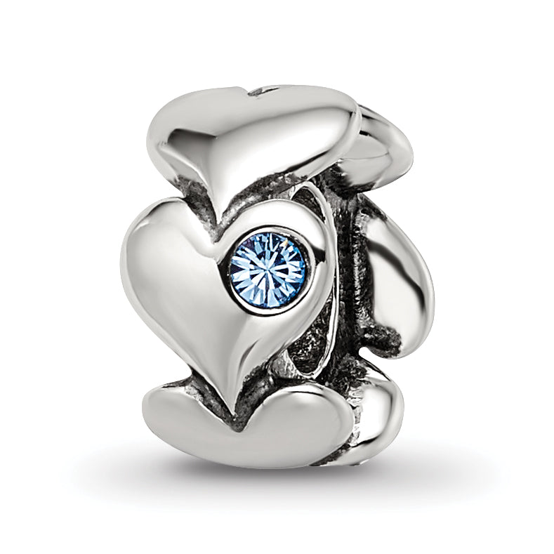 Sterling Silver Reflections Crystal Endless Hearts Bead Main image