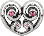 Sterling Silver Reflections Pink Crystal Twin Heart Bead