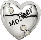 Sterling Silver Reflections Crystals Mother Heart Bead
