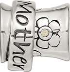 Sterling Silver Reflections Crystals Mother Spinner Bead