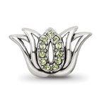 Sterling Silver Reflections with Crystals Pav‚ Lotus Bead