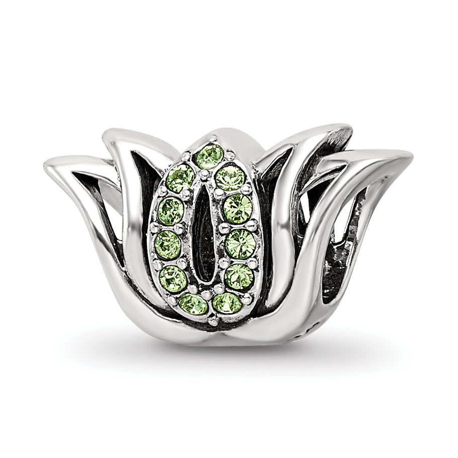 Sterling Silver Reflections with Crystals Pav‚ Lotus Bead Main image