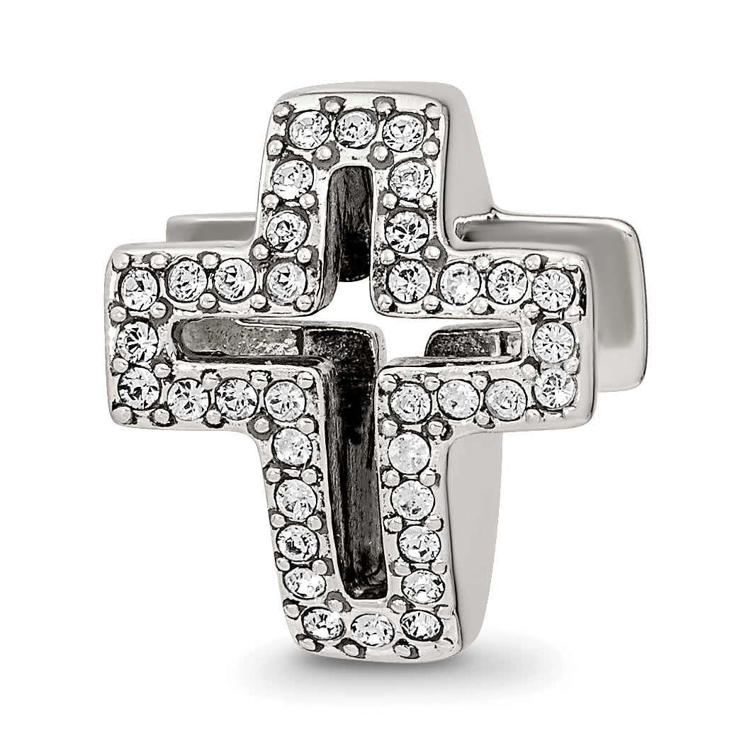 Sterling Silver Reflections Crystals Pav‚ Open Cross Bead Main image