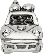 Sterling Silver Reflections Crystals Just Married Car Bead