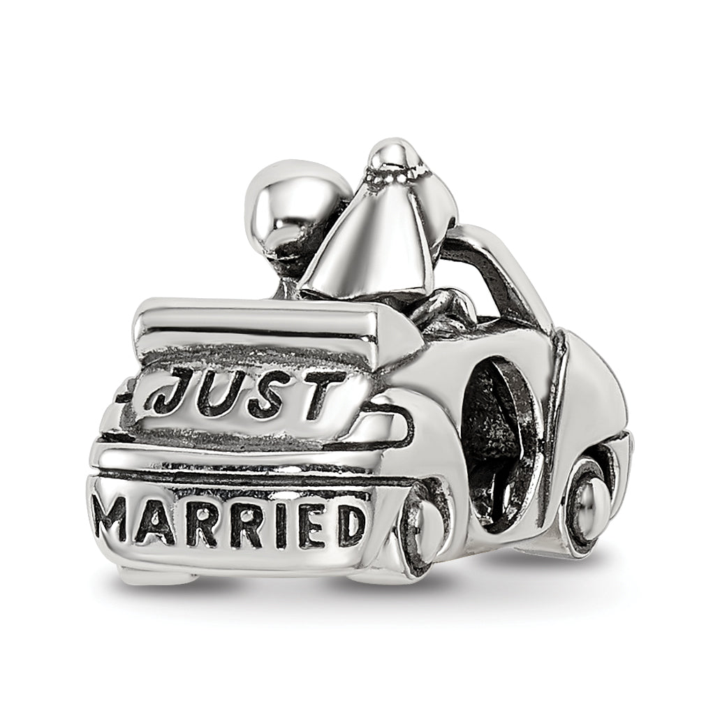 Sterling Silver Reflections Crystals Just Married Car Bead Main image