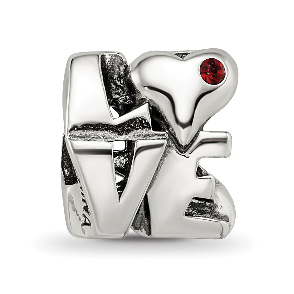 Sterling Silver Reflections Crystal LOVE Bead