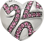 Sterling Silver Reflections Crystal Hearts on Heart Bead