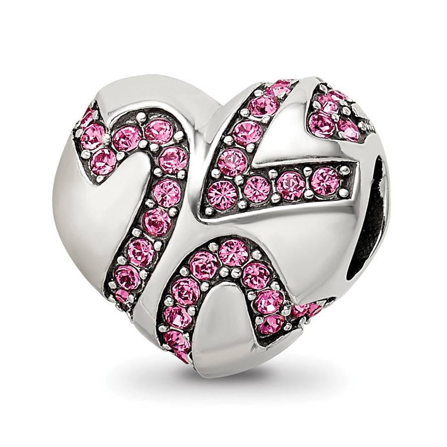 Sterling Silver Reflections Crystal Hearts on Heart Bead Main image