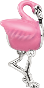 Sterling Silver Reflections Pink Enamel Flamingo Bead