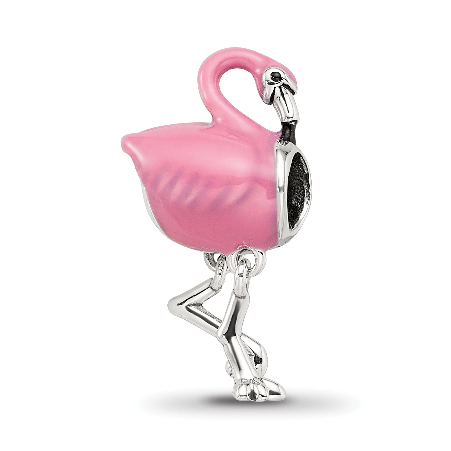 Sterling Silver Reflections Pink Enamel Flamingo Bead Main image
