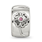 Sterling Silver Reflections Crystal Flower Clip Bead