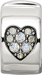 Sterling Silver Reflections Crystal Heart Clip Bead