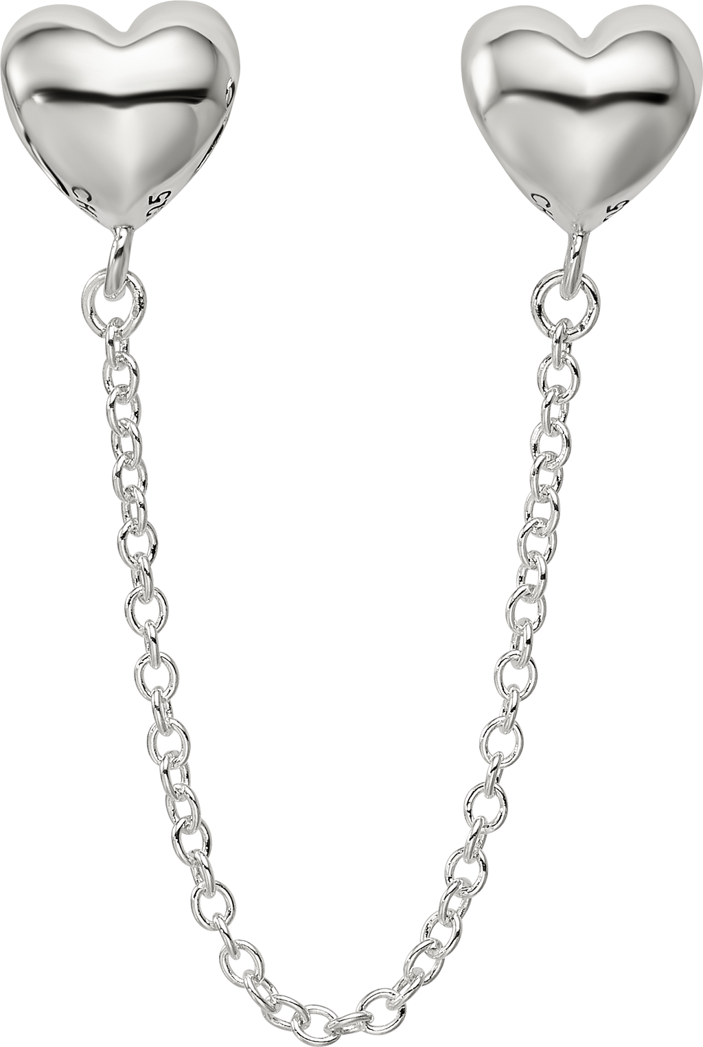 Sterling Silver Reflections Polished Hearts Safety Chain