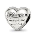Sterling Silver Reflections Crystals Love Resides Heart Bead