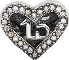 Sterling Silver Reflections Crystals Quinceanera Heart Bead