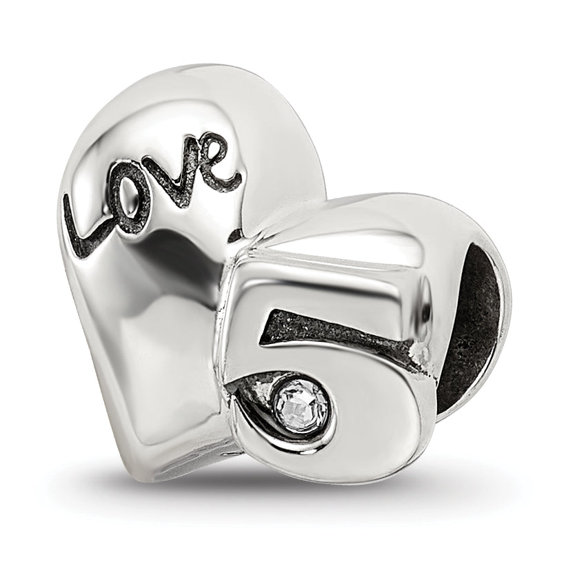 Sterling Silver Reflections Crystals 5th Anniversary Bead Main image