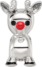 Sterling Silver Reflections Red Enamel Rudolph Bead